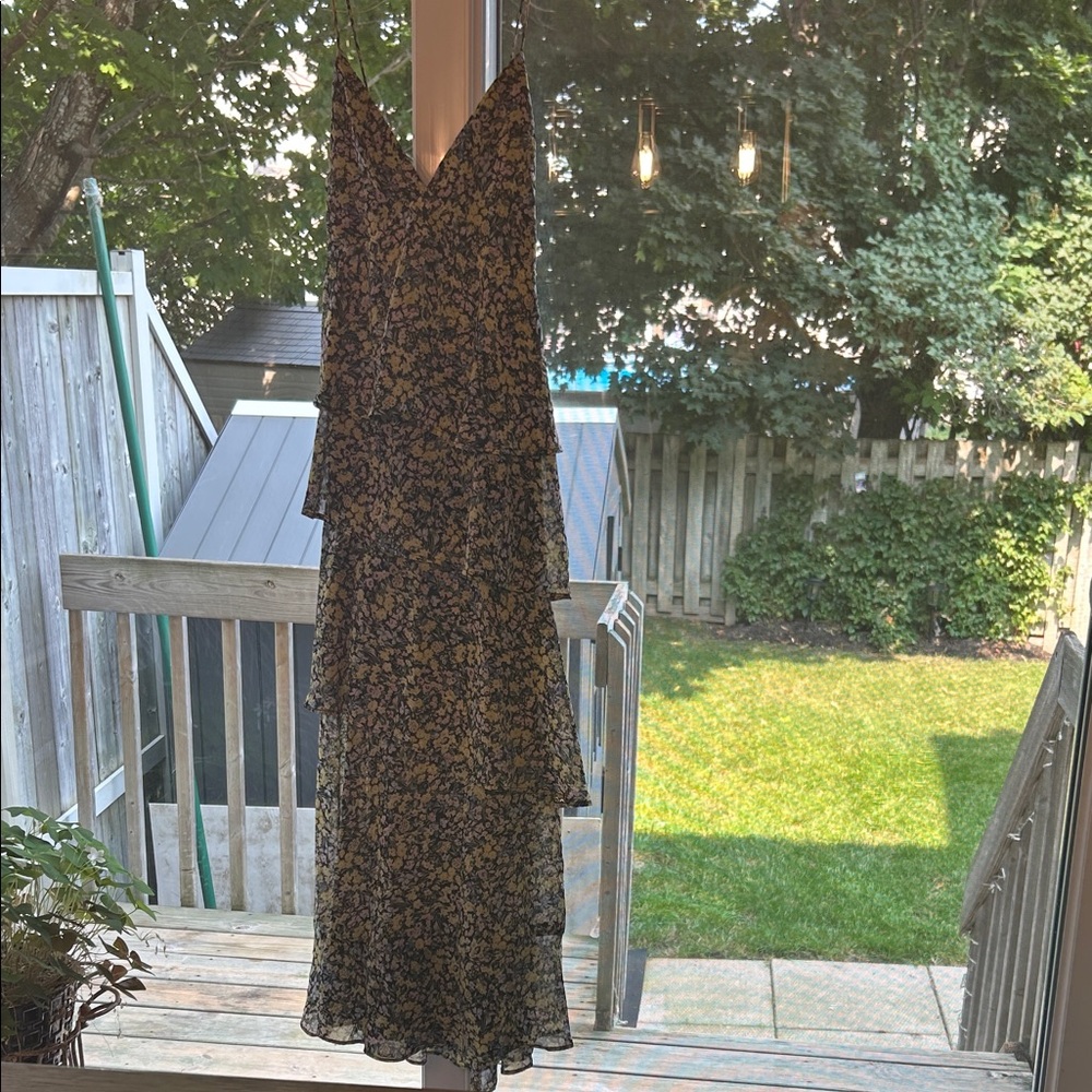 Dynamite Black and Yellow Floral Maxi Dress